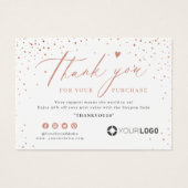 Rose Gold Glitter Business Logo Thank you Einsatz (Vorderseite)