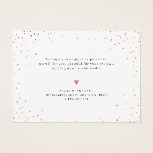 Rose Gold Glitter Business Logo Thank you Einsatz (Rückseite)