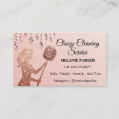 Rose Gold Glitter Classy Cleaning Services Visitenkarte (Vorderseite)