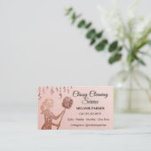 Rose Gold Glitter Classy Cleaning Services Visitenkarte (Stehend Vorderseite)