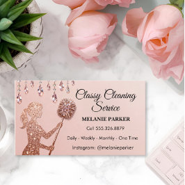 Rose Gold Glitter Classy Cleaning Services Visitenkarte
