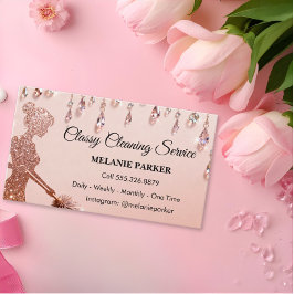 Rose Gold Glitter Classy Cleaning Services Visitenkarte
