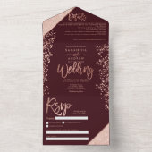 Rose gold glitter confetti burgundy wedding all in one einladung (Innen Boden)