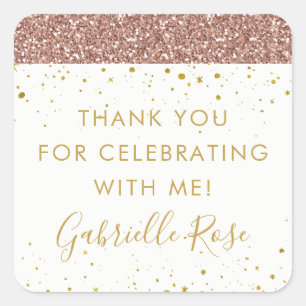Rose Gold Glitter Danke Favor Label Aufkleber