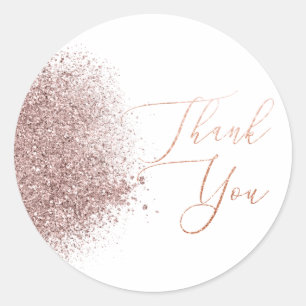 Rose Gold Glitter Dankeschön Runder Aufkleber