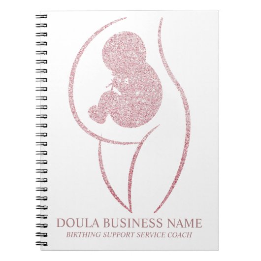 Rose Gold Glitter Doula & Birth Coach Journal Notizblock (Vorderseite)