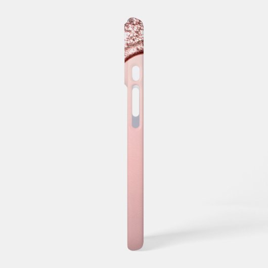 Rose Gold Glitter Drip – Glam Metallic iPhone 16 Hülle (Linke Seite)
