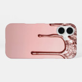 Rose Gold Glitter Drip – Glam Metallic iPhone 16 Hülle (Rückseite (Horizontal))