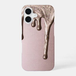 Rose Gold Glitter Drip – Glam Metallic iPhone 16 Hülle