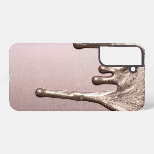 Rose Gold Glitter Drip – Glam Metallic Samsung Galaxy Hülle (Rückseite (Horizontal))