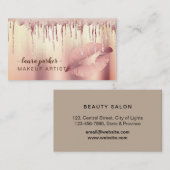 Rose Gold Glitter Drip Lips Makeup Artist Salon Visitenkarte (Vorne/Hinten)