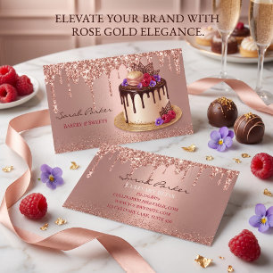 Rose Gold Glitter Drip Schokoladenkuchen Bäckerei  Visitenkarte