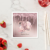 Rose Gold Glitter Drips 50th Birthday Surprise Serviette (Beispiel)