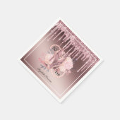Rose Gold Glitter Drips 50th Birthday Surprise Serviette (Ecke)
