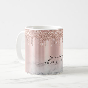 Rose Gold Glitter Drips Marble Custom Kaffeetasse