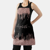 Rose Gold Glitter Drips Personalized Black Schürze (InSitu)