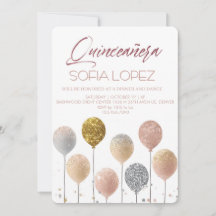 Rose Gold Glitter Elegante Quinceañera 
