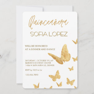 Rose Gold Glitter Elegante Quinceañera  Einladung