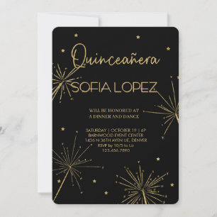 Rose Gold Glitter Elegante Quinceañera  Einladung