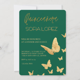 Rose Gold Glitter Elegante Quinceañera Einladung