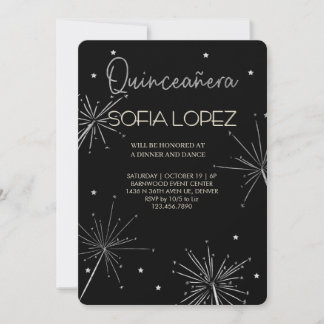 Rose Gold Glitter Elegante Quinceañera  Einladung
