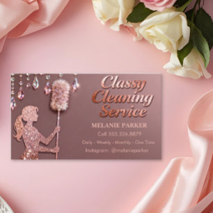 Rose Gold Glitter Elegante Reinigungsdienste Visitenkarte