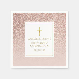 Rose Gold Glitter Erstkommunion Serviette