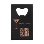 Rose Gold Glitter Event Barkeeper QR Code Geldbeutel Flaschenöffner (Vorderseite)