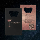 Rose Gold Glitter Event Barkeeper QR-Code Geldbeutel Flaschenöffner