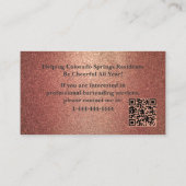 Rose Gold Glitter Event Barkeeper QR Code Visitenkarte (Rückseite)