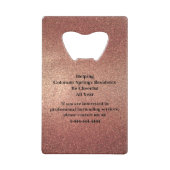 Rose Gold Glitter Event Bartender QR Code Geldbeutel Flaschenöffner (Rückseite)