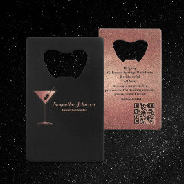 Rose Gold Glitter Event Bartender QR Code Geldbeutel Flaschenöffner