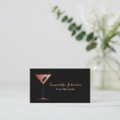 Rose Gold Glitter Event Bartender QR Code Visitenkarte (Stehend Vorderseite)