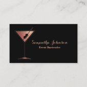 Rose Gold Glitter Event Bartender QR Code Visitenkarte (Vorderseite)