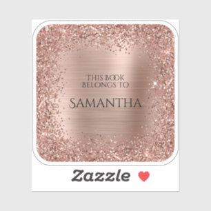 Rose Gold Glitter Folie Dieses Buch gehört zu Quad Aufkleber