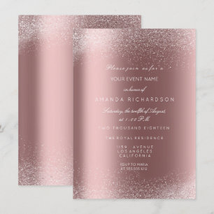 Rose Gold Glitter Funkel Sand Braut Hochzeitstag Einladung