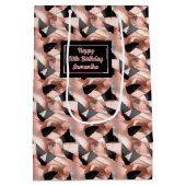 Rose Gold Glitter Gift Bag Lux Birthday Keepsake Mittlere Geschenktüte (Rückseite)