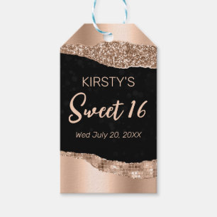 Rose Gold Glitter Glam Rand & Diamanten Sweet 16 Geschenkanhänger