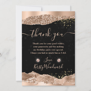 Rose Gold Glitter Glam Tränen Ränder Geburtstag Dankeskarte
