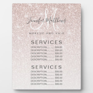 Rose Gold Glitter Hair Makeup Salon Price Menu Fotoplatte