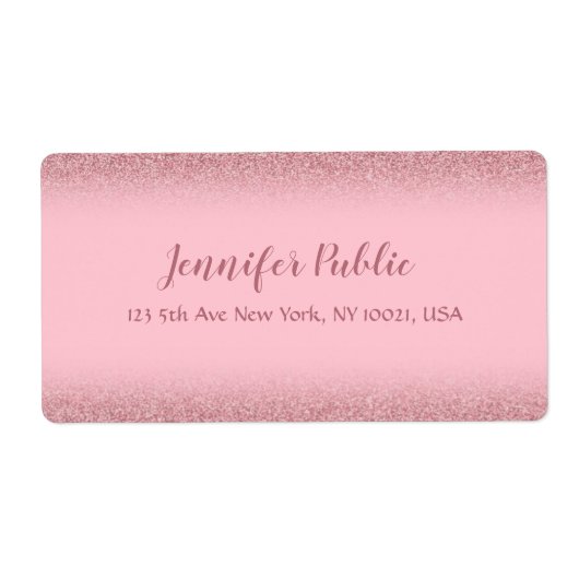 Rose Gold Glitter Handwritten Template Shipping (Vorne)