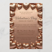 Rose Gold Glitter Hearts Valentine's Day Party Einladung (Vorderseite)
