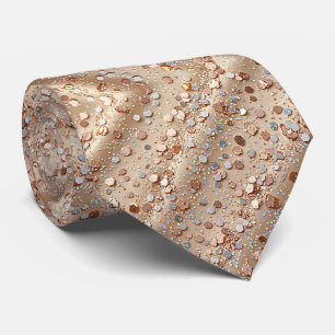 Rose Gold Glitter-Imitat + Seide-Imitat Luxus-He Krawatte