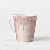 Rose Gold Glitter Latte Mug - Custom Text Name Milchtasse (Linke Ecke)