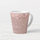 Rose Gold Glitter Latte Mug - Custom Text Name Milchtasse (Rechte Ecke)