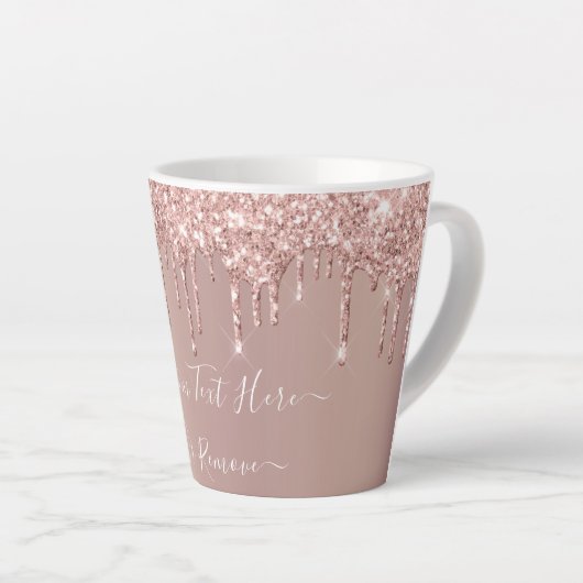 Rose Gold Glitter Latte Mug - Custom Text Name Milchtasse (Rechte Ecke)