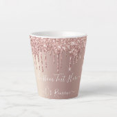 Rose Gold Glitter Latte Mug - Custom Text Name Milchtasse (Vorderseite)