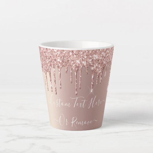 Rose Gold Glitter Latte Mug - Custom Text Name Milchtasse (Vorderseite)