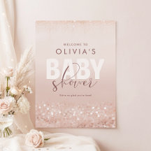 Rose Gold Glitter Mädchen Baby Shower Poster