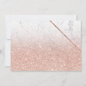 Rose gold glitter marble script wedding direction einladung (Rückseite)